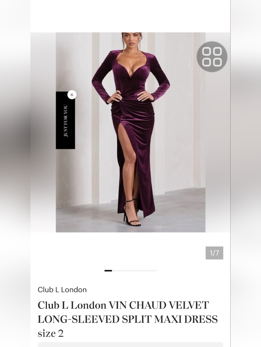 Club L London Deep Plum Velvet Long-Slit Evening Gown